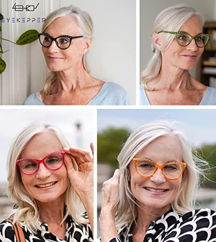 Eyekepper 4-pack Очила за четене за Жени в стил котешки очи С Кристали за Четене + 2.25