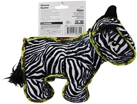 Outward Hound Xtreme Seamz Zebra Скрипучая Играчка За Кучета - Подсилена Плюшен играчка С Гъста Плънка