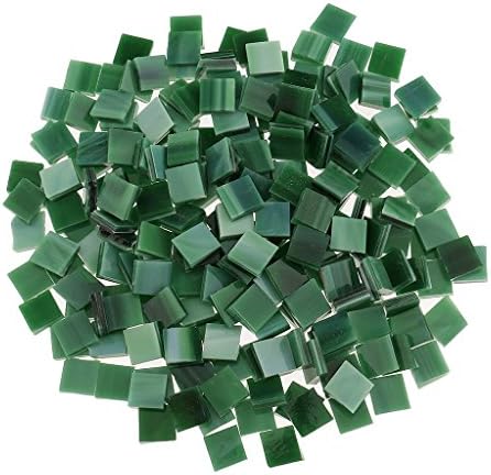 Многоцветни Квадратни Стъклени Мозаечни плочки Emer's 250 парчета за направата на мозайки - Greycoding/179 (Цвят: Зелен)