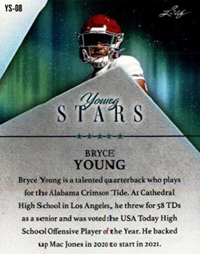 2021 Leaf Young Stars Мультиспорт 8 Търговска картичка начинаещ Bryce Young ARC RC 2021