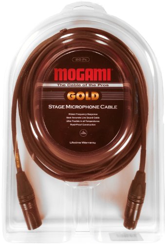 Микрофон кабел Mogami Gold STAGE-20 XLR, от XLR-щепсела към XLR-штекеру, 3-пинов, Златни контакти, Директни конектори, 20 Метра