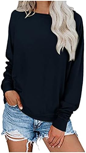 mmknlrm Дамски ежедневни обикновена пуловери, блузи, свитшоты с дълъг ръкав, памучен hoody с качулка (тъмно синьо, S)