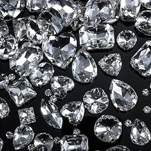 460 Бр. Sew Кристали Стъкло Нокът за Шиене Скъпоценни Камъни и кристали, Метален Заден Зубец За Шиене Кристали за Облекло DIY Занаяти Дрехи,