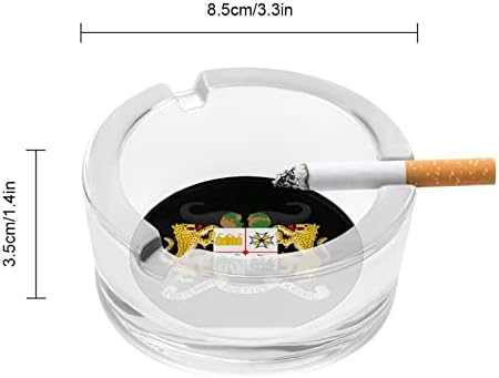 Герб Бенин Стъклен Пепелник за Цигари и Пури Класически Кръгли Пепелници от Прозрачен Кристал