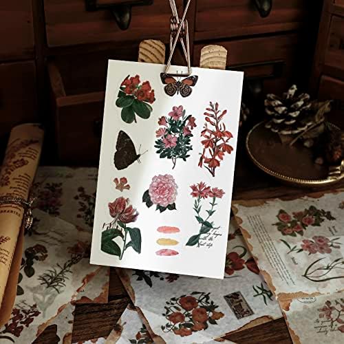 Дизайнерски Стикер с цветя за водене на дневник, Книга със стикери-Однодневками, Стикери за ненужни списания, Прозрачни етикети Васи