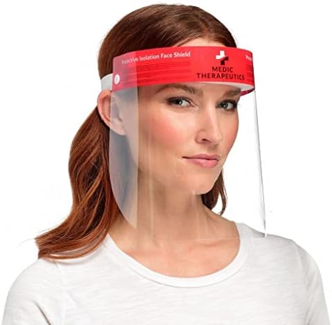 Medic Therapeutics Набор от 10 защитни ясни визии за лице, защищающих от пръски, лесно се пере, Еластична лента Подходящ за повечето размери