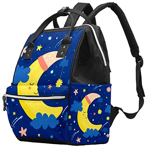 Раница-чанта за Памперси LORVIES Good Night Sleeping Moon, Многофункционална Чанта За Пътуване с Голям Капацитет