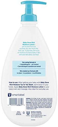 Лосион за тяло Baby Dove Sensitive Skin Care За нежната детска кожа е Наситен с влага С 24-часов хидратиращ крем, 20 течни унции (опаковка