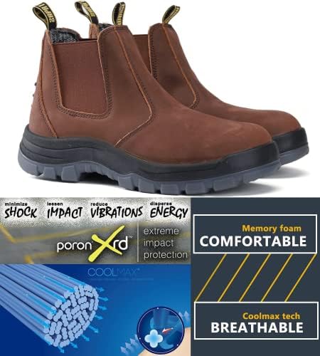 Работни обувки DIIG за мъже, 6-инчов меки/ със стоманени пръсти, без закопчалка, Леки, Удобни Непромокаеми Работни обувки, Нескользящая широка