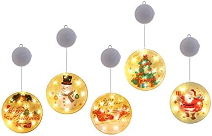 Коледни Гирлянди yoo, Коледни Декоративни Светлини работещи на батерии, 5 бр., led Светлини с плетене на една кука и чрез адсорбция, с