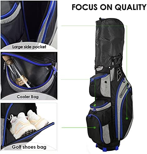 Чанта за колички за голф Yovital 14 Way за налагане на Чанти Стилен дизайн по цялата дължина с охладител, Дождевиком, Кладенец