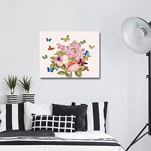 Запознайте се с 1998 Платно Изкуство Стенен Декор на Цветни Пеперуди и Цветя, за Картина с маслени Бои на Платно, с Дървена Рамка,