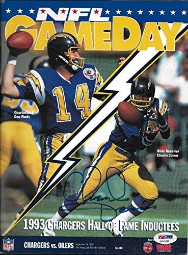 Чарли Джойнер подписа договор с Футболната игра програма 1993 Chargers Hall of Fame PSA / DNA - Списания NFL с автограф