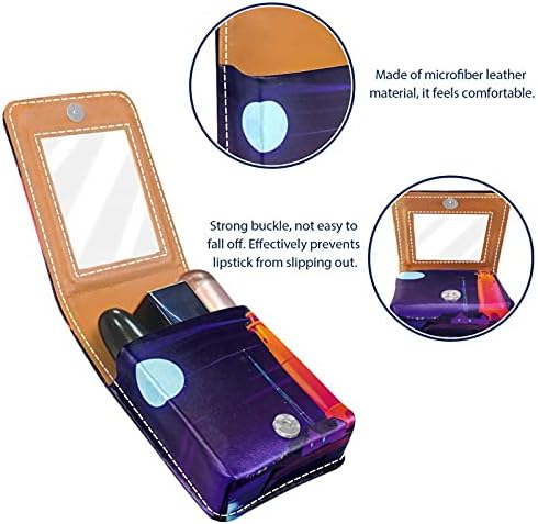 Нещо Червило С Огледало Плаж Фар Блясък За Устни, Червило Кутия За Съхранение На Притежателя На Преносим Пътуване Грим Чанта Мини Кожата