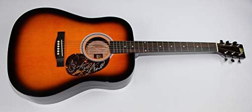 Група Perry Pioneer Authentic Group Подписа Sunburst пълен размер акустична китара Loa с автограф