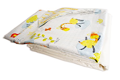 4-Сезонен Памучно одеяло за деца на цветчета (Стеганое одеало + Пухени) (с Жирафа)