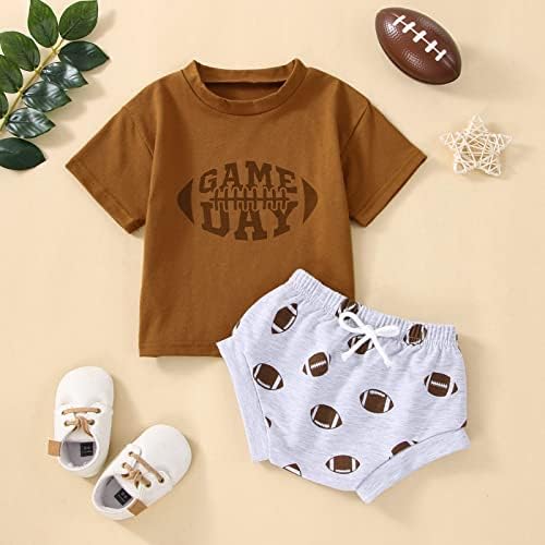 Комплект летни дрехи За малки момчета, Тениска с къс ръкав и принтом в Деня на играта, Потници и Гащета