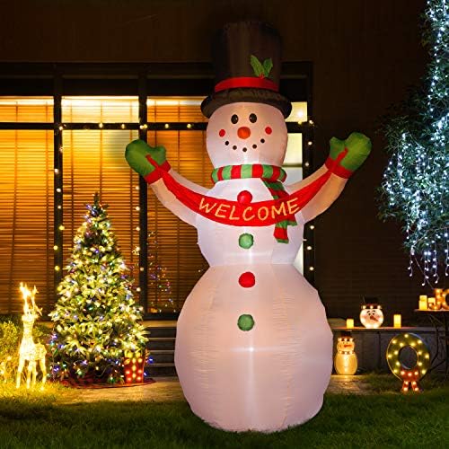 Коледа 12-Футовое Надувное Външно украшение във формата на Снежен човек с добре дошли Банер Big Blow Up на Двора, на Тревата, градина,