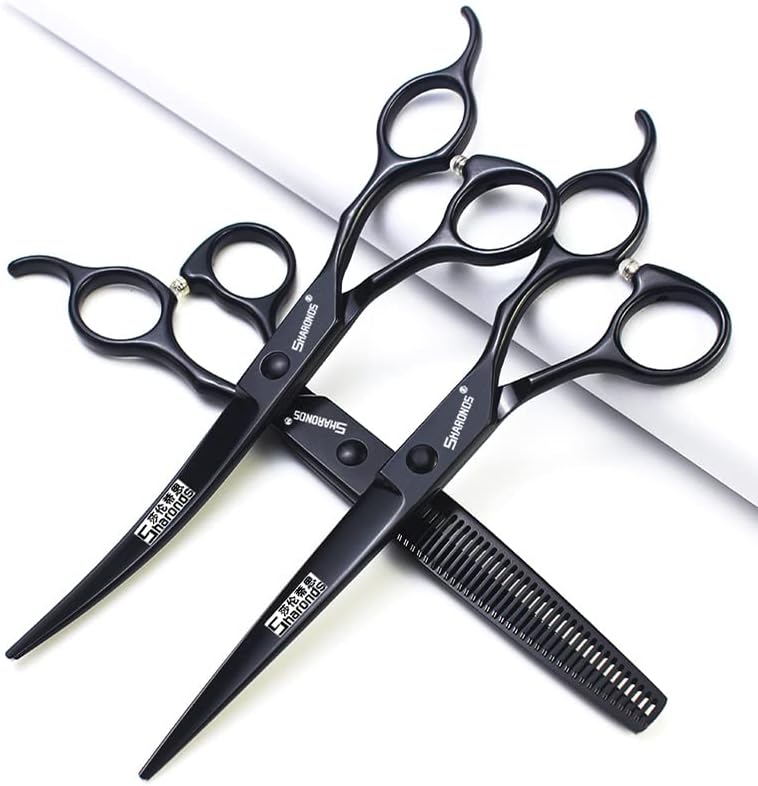 SHARONDS Фризьорски ножици, Ножици за домашни любимци 7 инча филировочные ножици за подстригване Комплект за коса (5 бр)