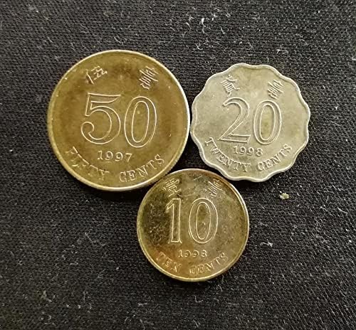 Азиатски набор от монети Хонг Конг Bauhinia Издание 1, 2 И 5 Цента 3 и Набор от Колекцията щастливи монети от Хонг конг, Макао и Тайван