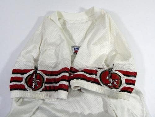 2002 San Francisco 49ers Е игра, Пусната Бяла Майкой 50 DP46963 - Използваните тениски За игри NFL Без подпис