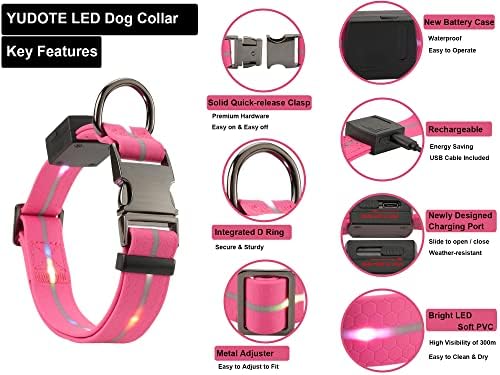 Нашийник за кучета Petiry LED, USB Акумулаторна Нашийник за кучета с фоново осветление, Регулируем Нашийник за главата на домашни любимци