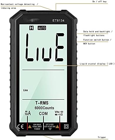 SJYDQ Цифров Мултицет 4,7-Инчов LCD дисплей Постоянен/променлив ток Измерване на Напрежение, Измерител на Капацитет на Съпротива NCV Тестер