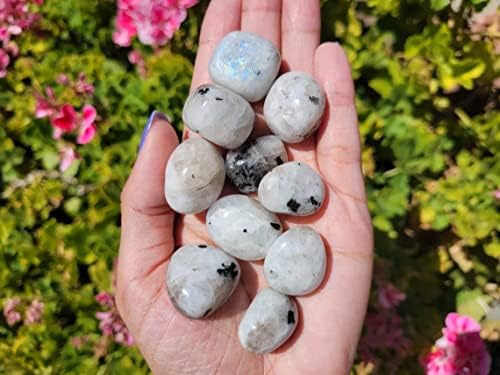 Камъчета от Рейнбоу на Лунния камък с тегло 1 паунд | Големи Късове с размер 1/2 - 1 | Полиран Кристал Лунния камък за Декорация на