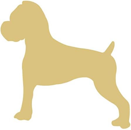 Boxer Силует Недовършени Дървени Куче Кученце от Приют за Животни Декор Магазин за домашни любимци МДФ Форма на Платно Стил 1 (6)