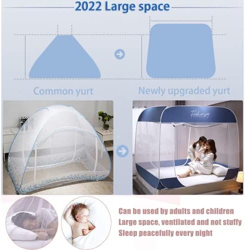 xixi-home 2022 Нова преносима сгъваема mosquito net, прибиращ се в палатката с комарите мрежа, Трехдверная пътна mosquito net с долния ръб, 5 секунди на инсталацията (71 * 78 * 65 см, бял)