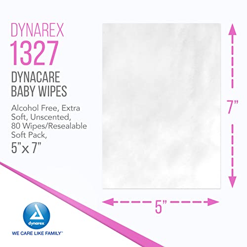 Dynarex Бебешки кърпички - Безалкохолни кърпички за бебета с ланолин и алое вера за овлажняване на кожата - Закрывающаяся мека