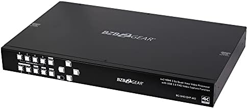 BZBGEAR BG-UHD-QVP-4X2 Мультивидеопроигрыватель 4K / UHD 4x2, безпроблемно премина презентации и масштабатор с стрийминг USB-карта