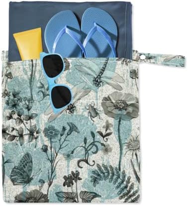 Чанта за влажни сушене с цветя Стрекозой за Тъканта Подгузника, Бански, Водоустойчива чанта-Органайзер с Цветя Стрекозой, Чанта-органайзер