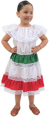 Лъвове Внася Трикольор на Мексиканското рокля за момичета (Червено, Бяло, Зелено)