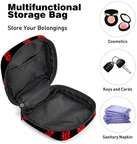 Чанта за съхранение на хигиенни кърпички, периодична чанта, чанта за хигиенни тампони, малко косметичка, червено цвете с номер