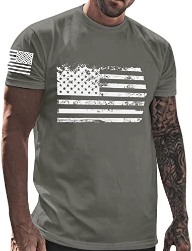 Мъжки Ризи с Патриотичен флага FAVMARTHA America, Мъжки ризи С Графичен дизайн с къс ръкав, Тениска с Кръгло Деколте в Чест