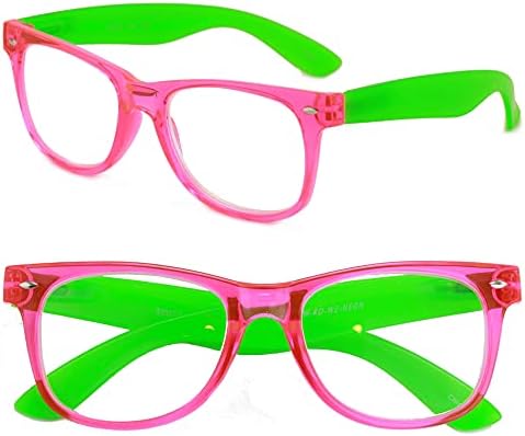 V. W. E. 2 Чифта Прозрачни Очила за четене Луксозни Неонового Цвят - Удобен, Стилен Просто Увеличение за четене