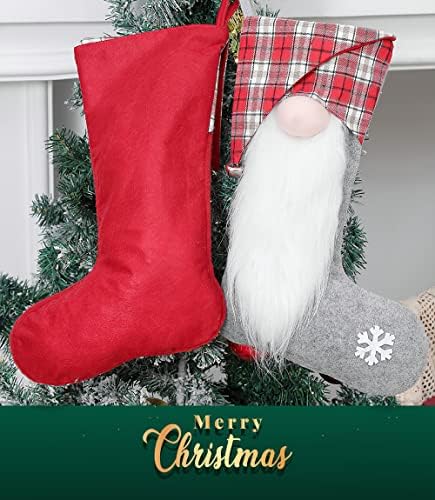 Коледни Чорапи на Полукръг с Хубав Коледен Гномом и белезници в клетката, Чорапи за Рожден Ден, Коледна декорация за Празничната