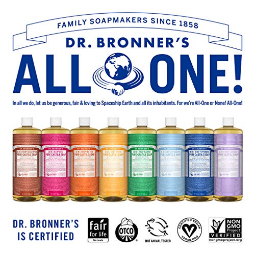 Течен сапун Dr. Bronner's -Pure-Castile (Розово, 1 галон) - Произведено на базата на органични масла, на 18 в 1 за приложение: