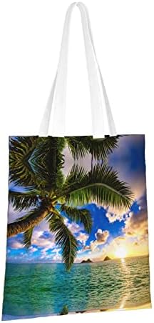 Холщовая пазарска чанта EWMAR Beautiful Sunrise Океан, удобна и лека, подходяща за походи по магазините, Размер (15 X 16)/