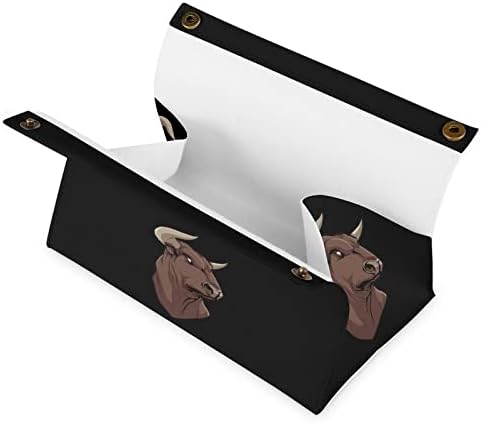 Елегантен глава на бик скоростна плат, покриване на ПУ кожен държач кърпа кутия правоъгълна предната случай на хартия организатор