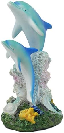 Эброс Морски свят Два Делфин-Афалины, Плаващ от Коралови Рифове Статуя на Височина 5.5 Морска Океана Статуетка За Морски Декор