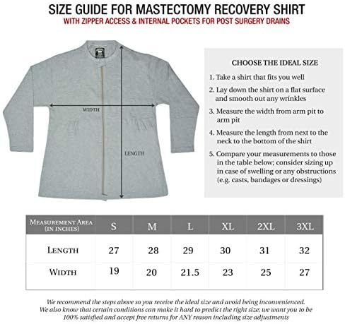 Удобна тениска за възстановяване след мастектомия с Дренажни джобове и куки за закрепване на Дренажни тръби