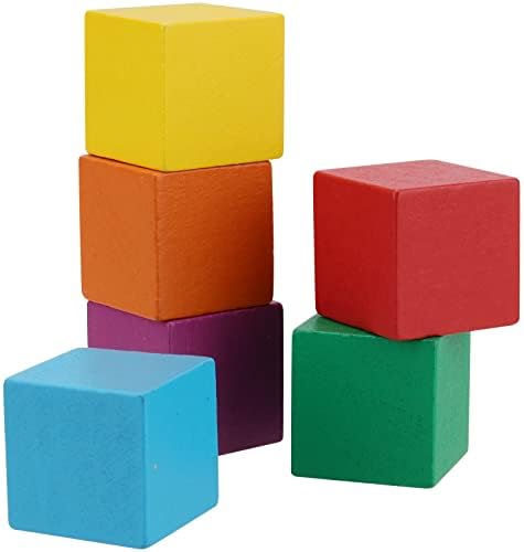 KEILEOHO 300 БР Цветни Дървени Кубчета с дебелина от 1 инч, Непълни Дървени Блокове, Малки Многоцветни Дървени Кубчета, Квадратни Дървени