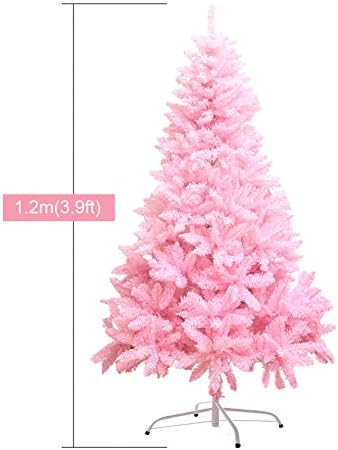 Материал ZPEE Розова Коледно Дърво, PVC и алуминий, Изкуствена Борова Елха на панти с 350 Топчета и Метална стойка за Коледната