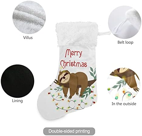 Коледни Чорапи ALAZA, Забавна Коледна Картичка с Хубаво Ленивцем, Класически Персонализирани Големи Чулочные Украса за Семейни