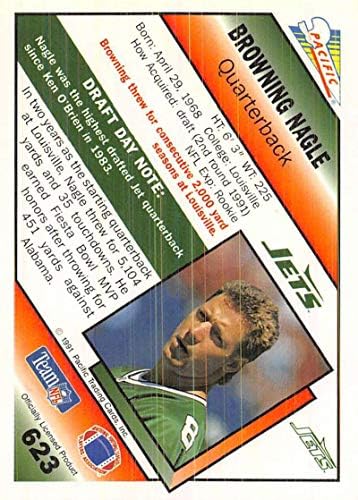1991 Pacific Football 623 Браунинг Нэгл RC Карта начинаещ Ню Йорк Джетс Официалната Търговска картичка NFL