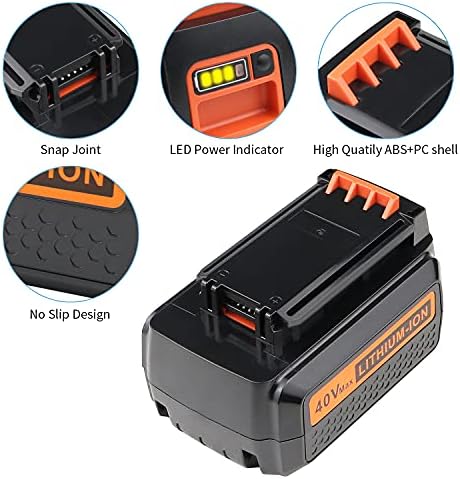 Литиева батерия Powerost 40V MAX: Замяна за Black and Decker 40 Волта LBX2040 LBXR2036 LBXR36 LBX1540 LBX2540 е Съвместима с литиево-йонно