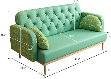 AVZEAR Малък Разтегателен Диван, 2-Местен разтегателен 57 см Модерен Осеян Двуместен диван от Изкуствена Кожа, Разтегателен диван,