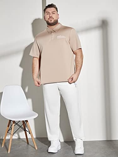 NIBHZ Облекло от две части за мъже, Поло Риза с графичен слоган и Панталони (Цвят: многоцветен, Размер: XX-Large)